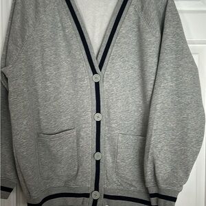 GAP Gray and Navy Trim Cardigan Sweater